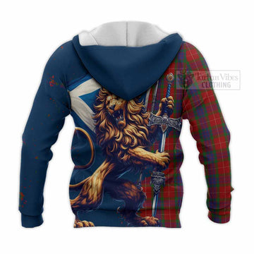 Fraser Tartan Family Crest Knitted Hoodie with Scottish Majestic Lion