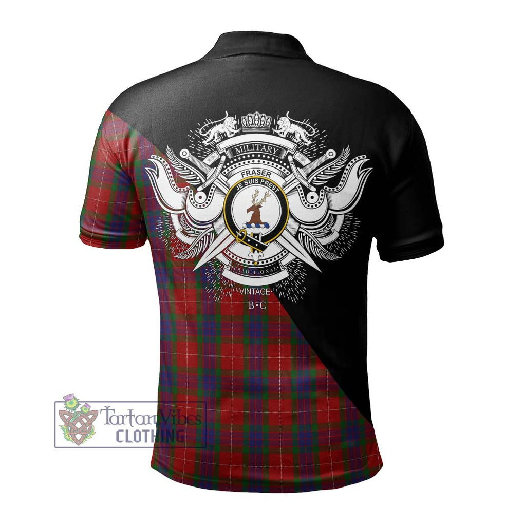 Fraser Tartan Polo Shirt with Family Crest and Military Logo Style - Tartan Vibes Clothing