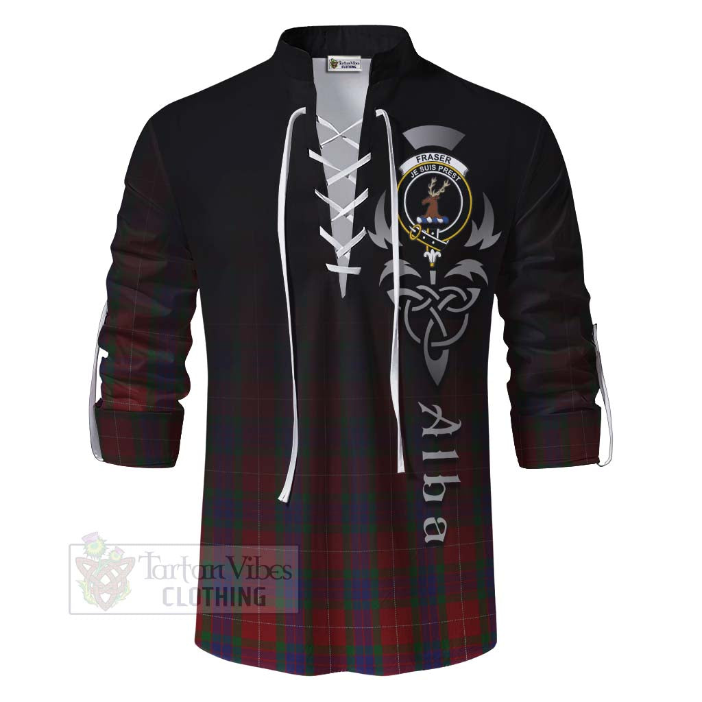 Fraser Tartan Ghillie Kilt Shirt Featuring Alba Gu Brath Family Crest Celtic Inspired - Tartan Vibes Clothing