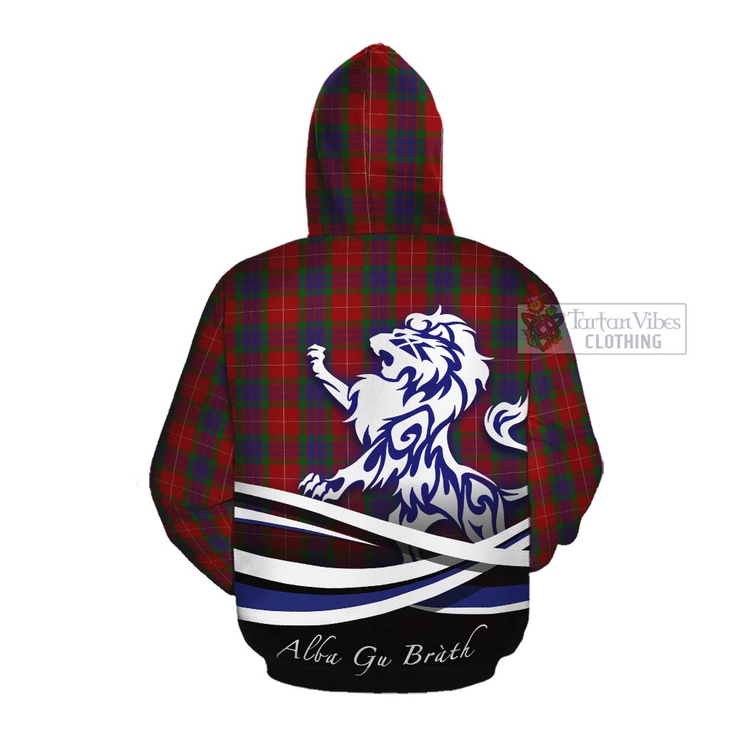 Tartan Vibes Clothing Fraser Tartan Cotton Hoodie with Alba Gu Brath Regal Lion Emblem