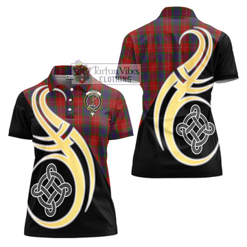 Fraser Tartan Women's Polo Shirt with Family Crest and Celtic Symbol Style