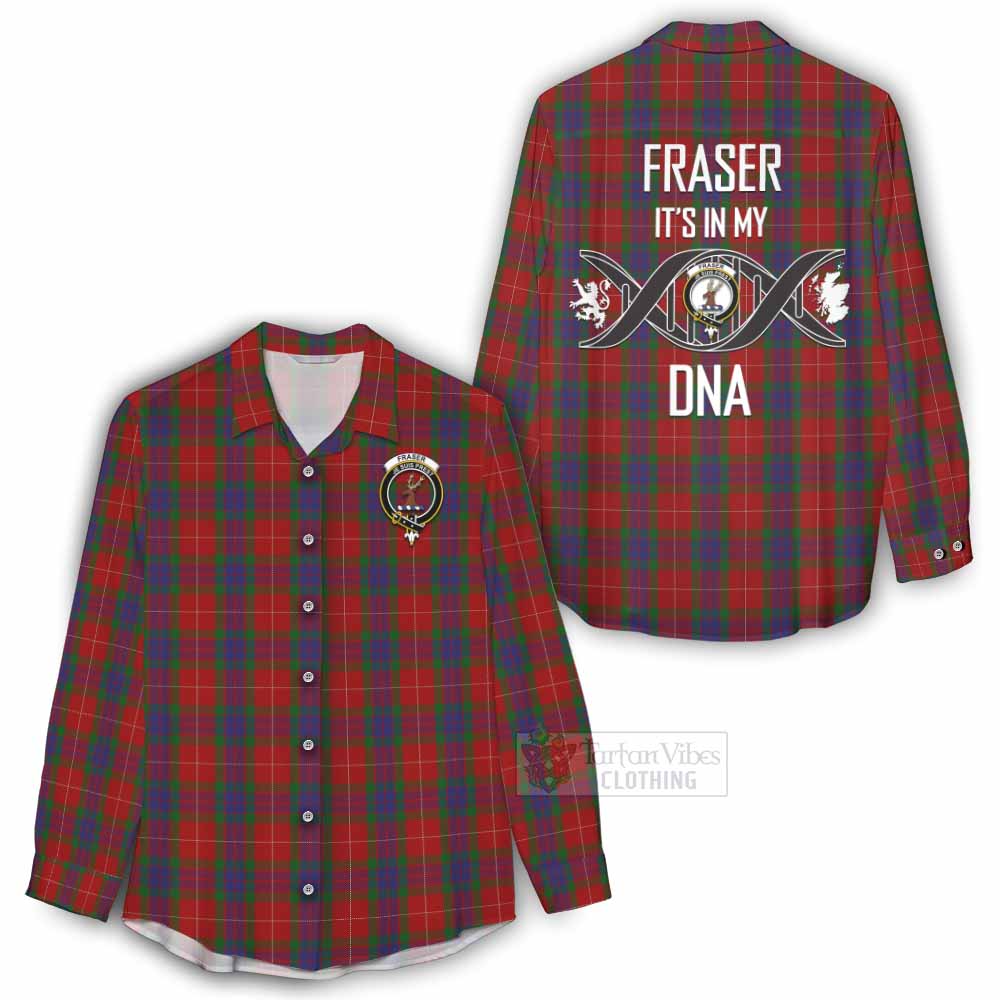 Fraser Tartan Women's Casual Shirt with Family Crest DNA In Me Style - Tartan Vibes Clothing