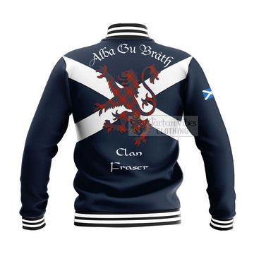 Fraser Tartan Lion Rampant Baseball Jacket  Proudly Display Your Heritage with Alba Gu Brath and Clan Name