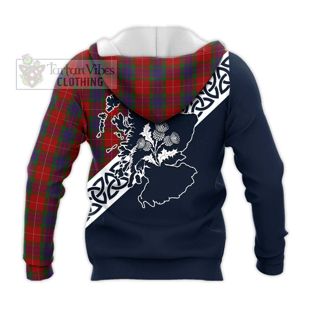 Tartan Vibes Clothing Fraser Tartan Knitted Hoodie Featuring Thistle and Scotland Map