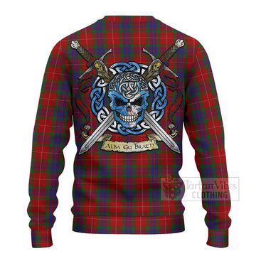 Fraser Tartan Ugly Sweater with Family Crest Celtic Skull Style