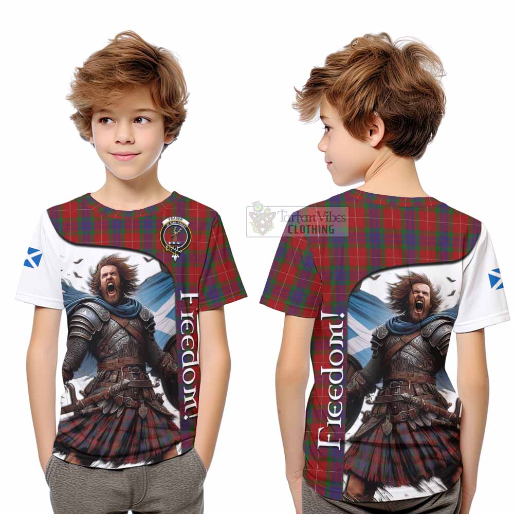 Tartan Vibes Clothing Fraser Crest Tartan Kid T-Shirt Inspired by the Freedom of Scottish Warrior