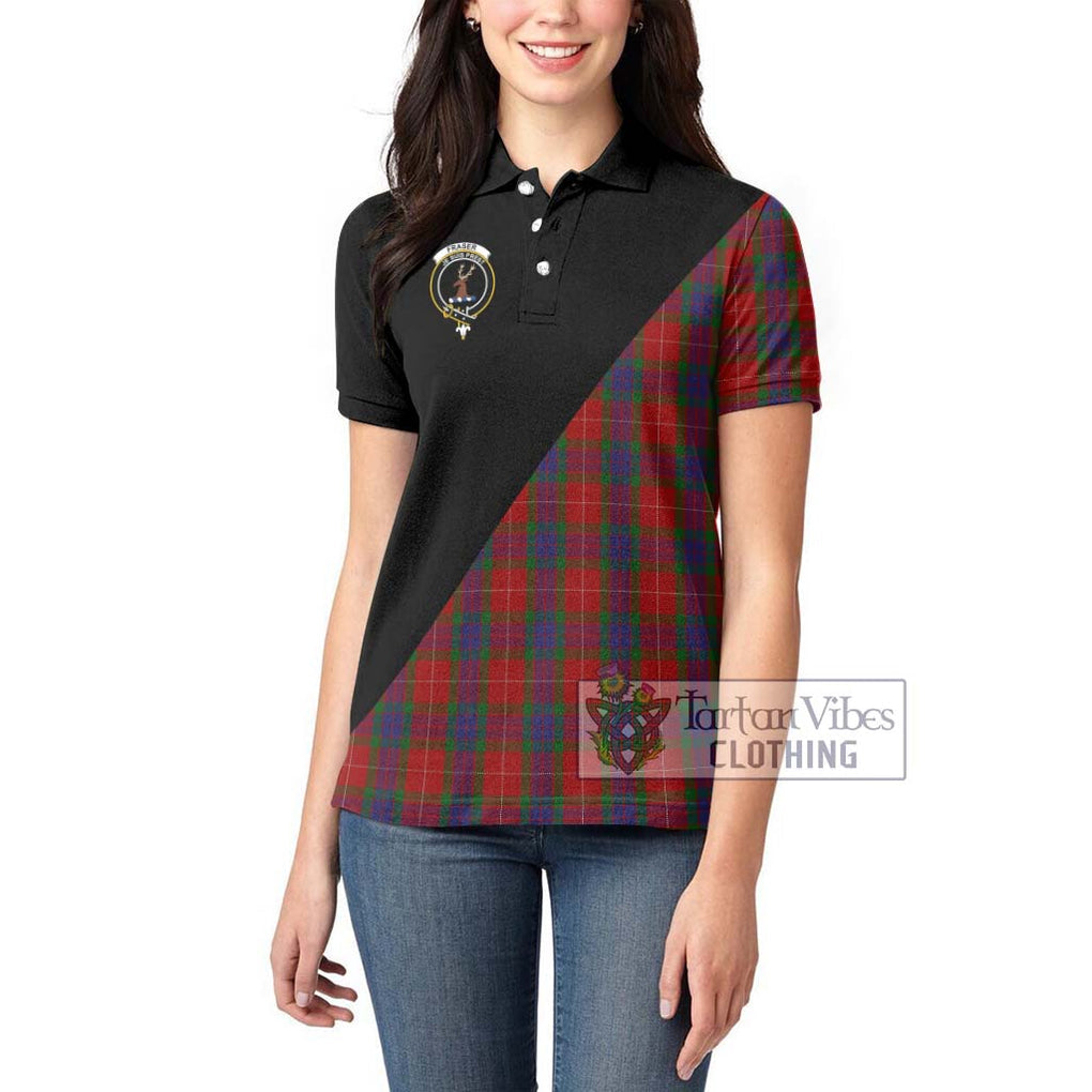 Fraser Tartan Women's Polo Shirt with Family Crest and Military Logo Style - Tartanvibesclothing Shop