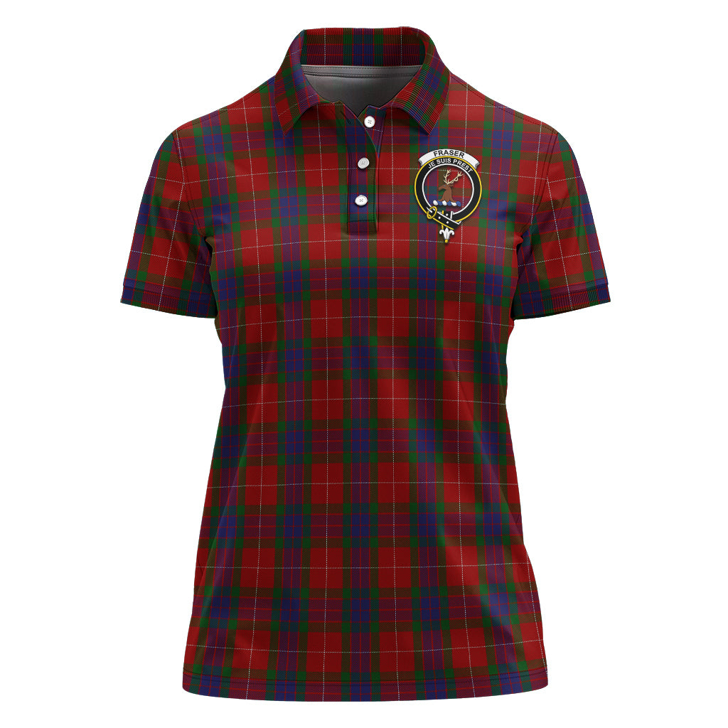 fraser-tartan-polo-shirt-with-family-crest-for-women