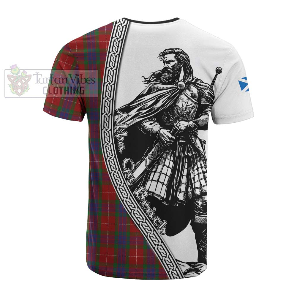 Fraser Tartan Clan Crest Cotton T-shirt with Highlander Warrior Celtic Style