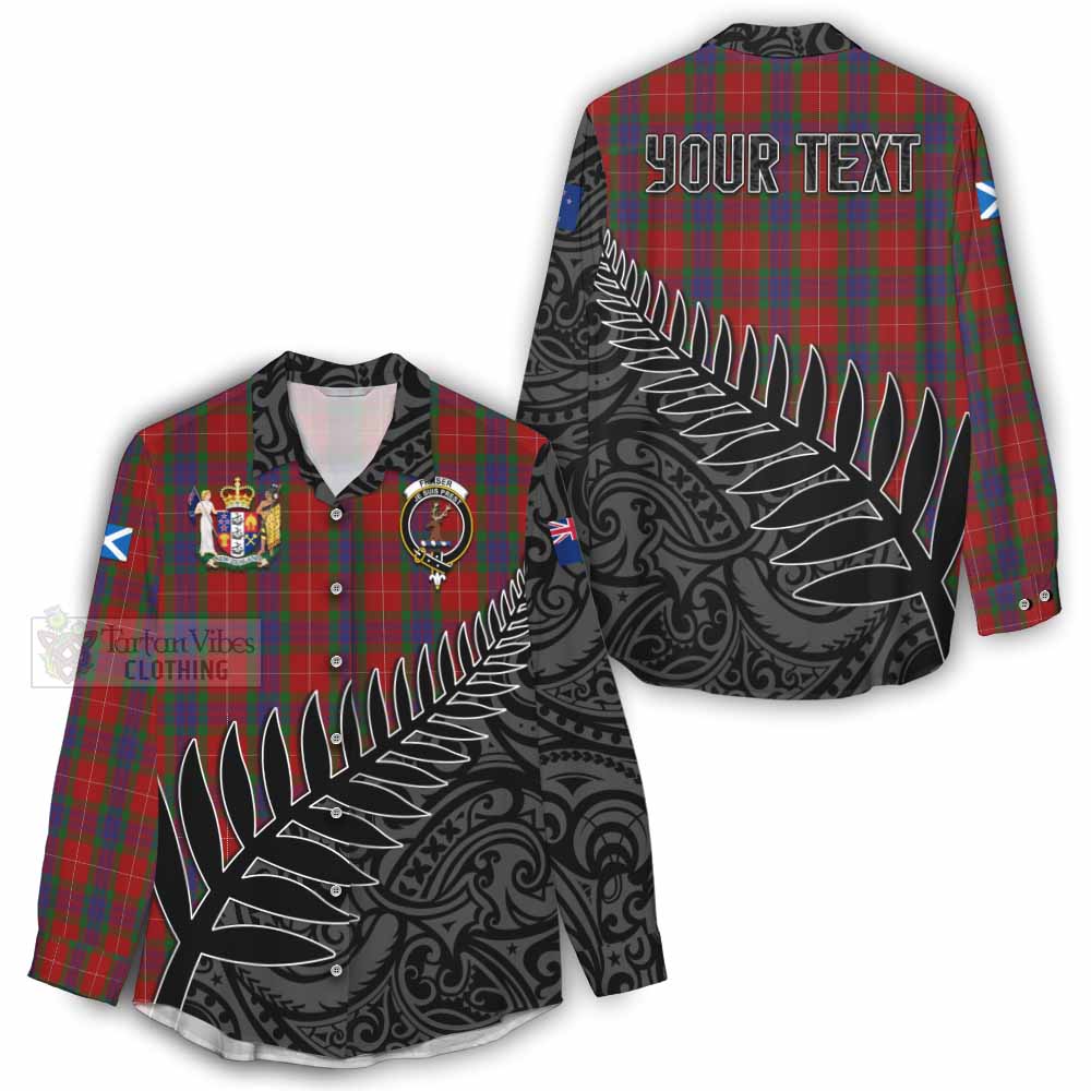 Tartan Vibes Clothing Fraser Crest Tartan Women's Casual Shirt with New Zealand Silver Fern Half Style