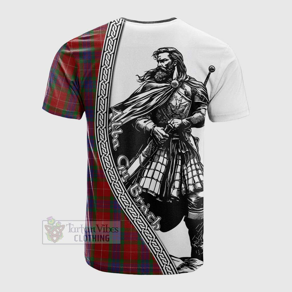 Tartan Vibes Clothing Fraser Tartan Clan Crest Cotton T-shirt with Highlander Warrior Celtic Style