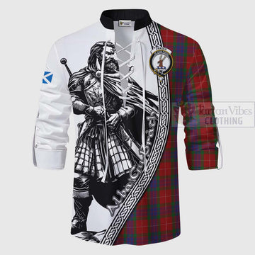 Fraser Tartan Clan Crest Ghillie Kilt Shirt with Highlander Warrior Celtic Style