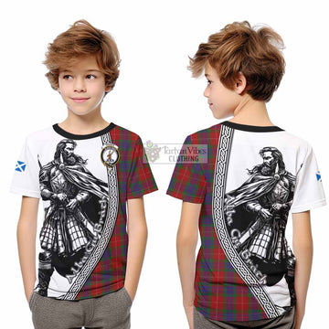 Fraser Tartan Clan Crest Kid T-Shirt with Highlander Warrior Celtic Style