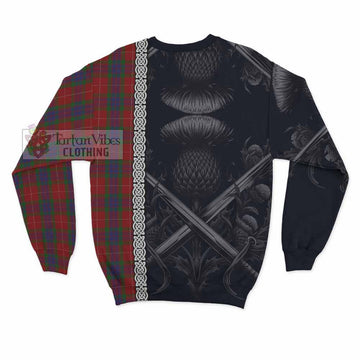 Fraser Tartan Sweatshirt with Family Crest Cross Sword Thistle Celtic Vibes