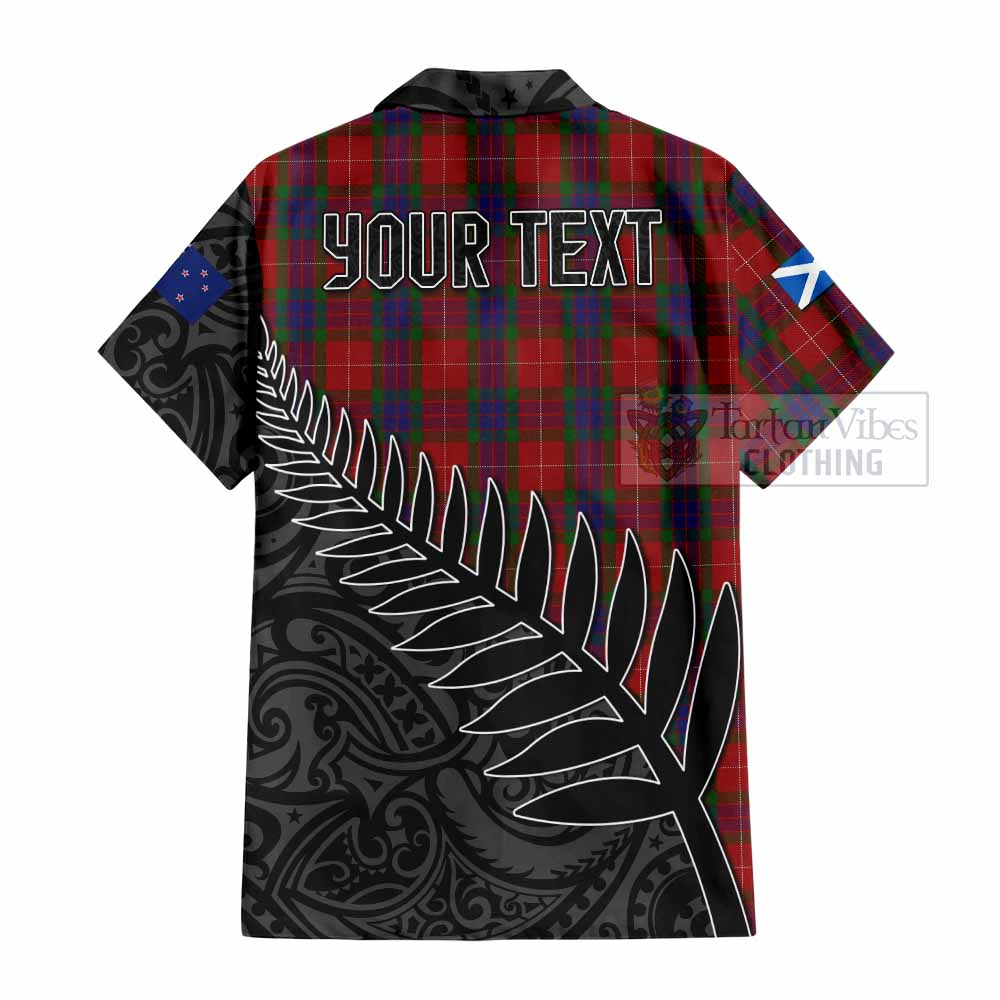 Tartan Vibes Clothing Fraser Crest Tartan Short Sleeve Button Shirt with New Zealand Silver Fern Half Style