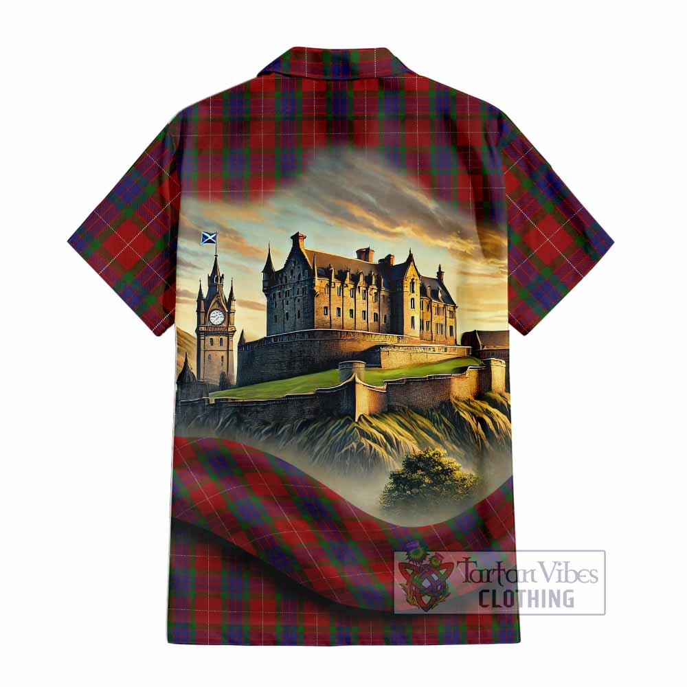 Fraser Tartan Family Crest Hawaiian Shirt with Scottish Ancient Castle Style - Tartan Vibes Clothing