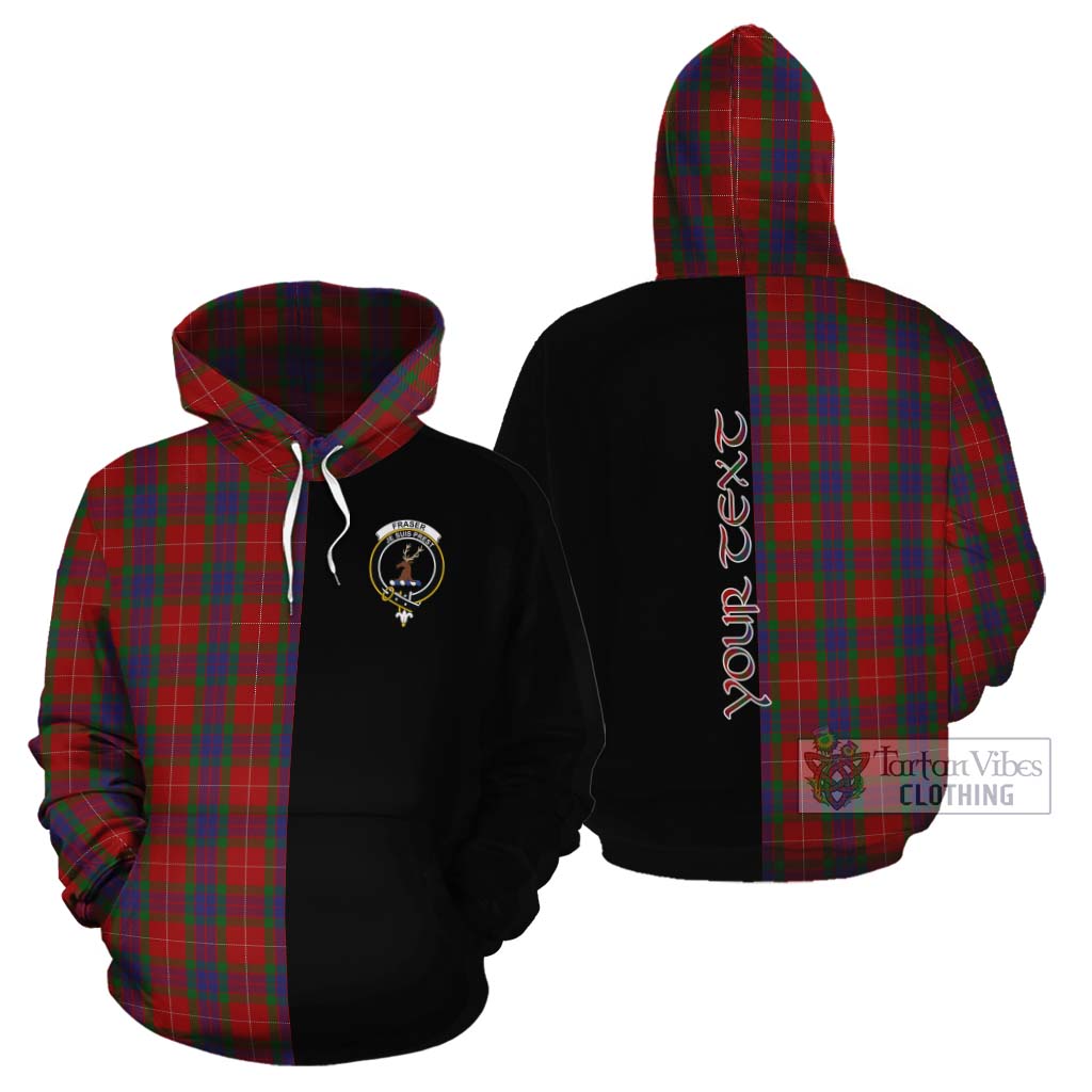 Tartan Vibes Clothing Fraser Tartan Cotton Hoodie with Family Crest and Half Of Me Style