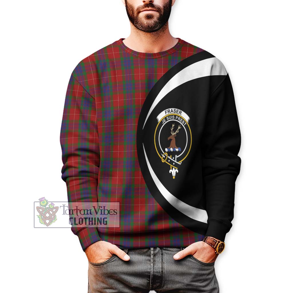 Fraser Tartan Sweatshirt with Family Crest Circle Style - Tartan Vibes Clothing