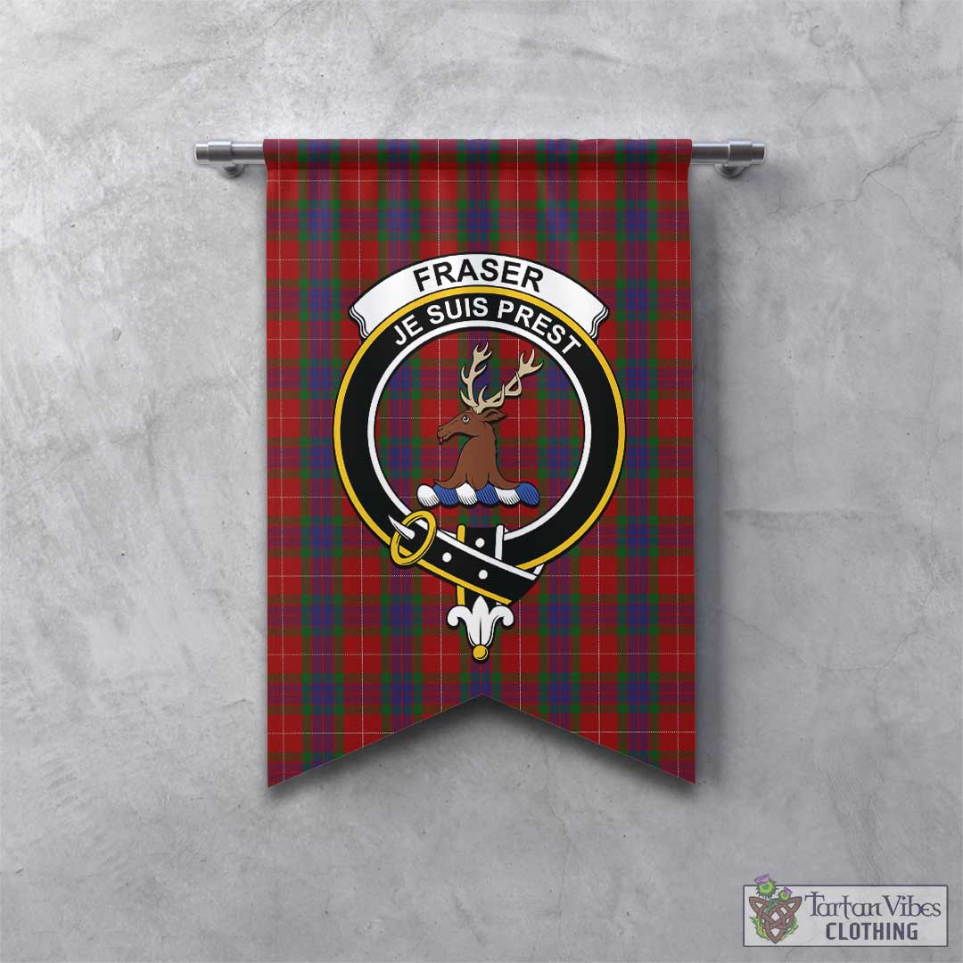 Tartan Vibes Clothing Fraser Tartan Gonfalon, Tartan Banner with Family Crest