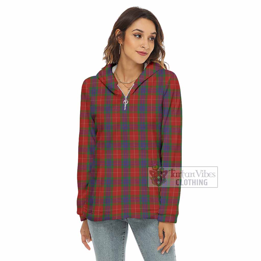 Tartan Vibes Clothing Fraser Tartan Women's Borg  Half Zip Fleece Hoodie