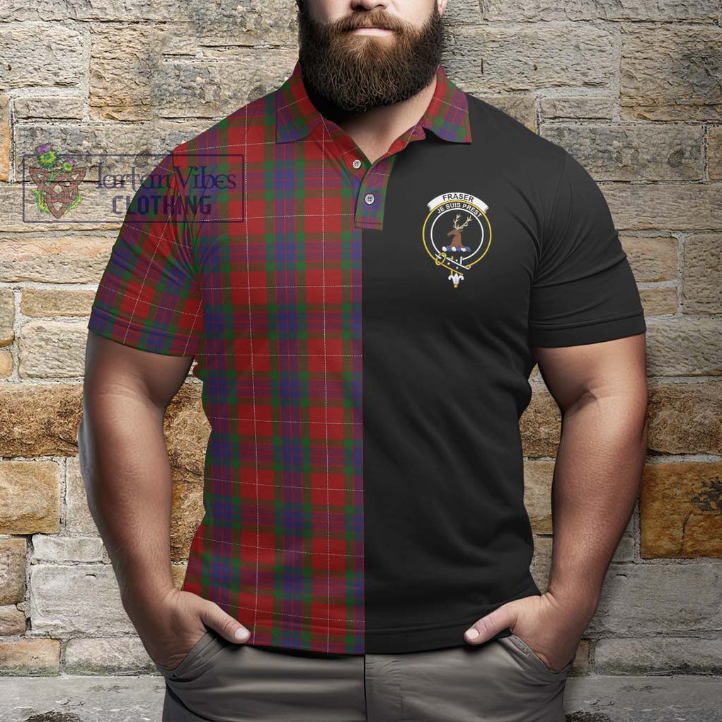 Fraser Tartan Polo Shirt with Family Crest and Half Of Me Style - Tartanvibesclothing Shop