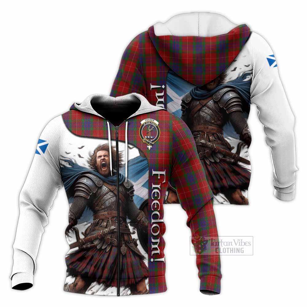 Tartan Vibes Clothing Fraser Crest Tartan Knitted Hoodie Inspired by the Freedom of Scottish Warrior