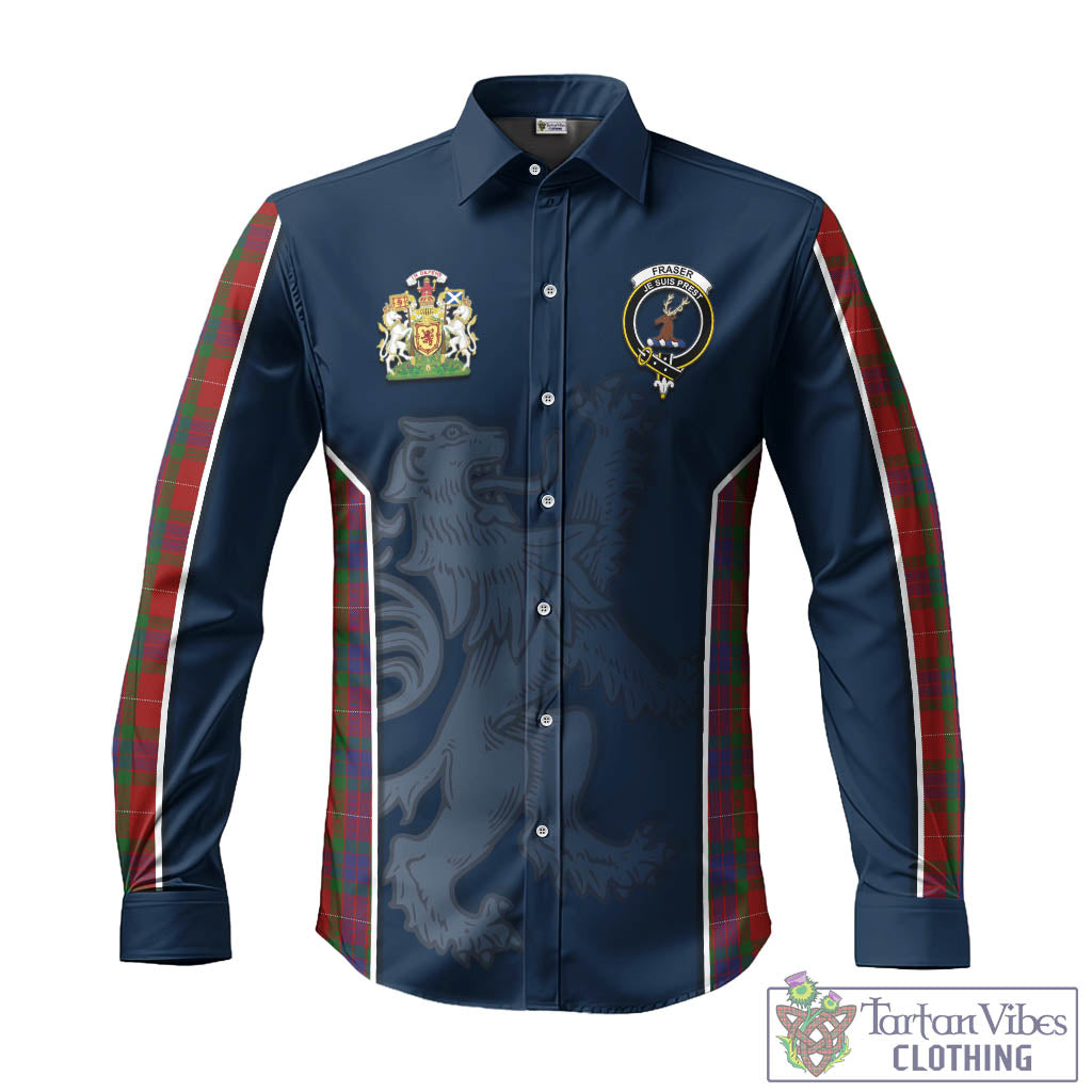 Tartan Vibes Clothing Fraser Tartan Long Sleeve Button Up Shirt with Family Crest and Lion Rampant Vibes Sport Style