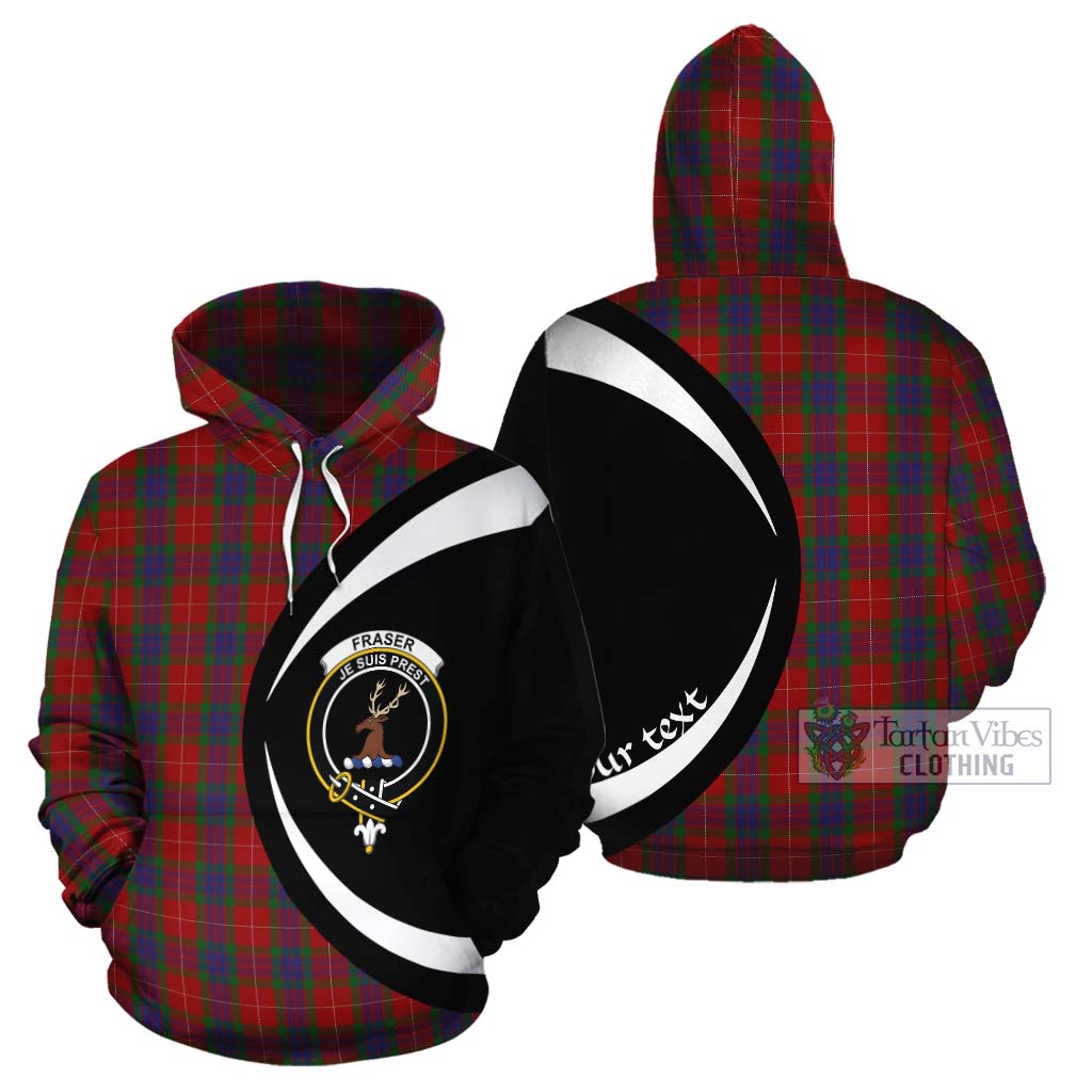 Tartan Vibes Clothing Fraser Tartan Cotton Hoodie with Family Crest Circle Style