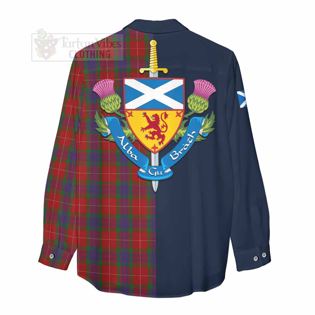 Tartan Vibes Clothing Fraser Tartan Women's Casual Shirt Alba with Scottish Lion Royal Arm Half Style