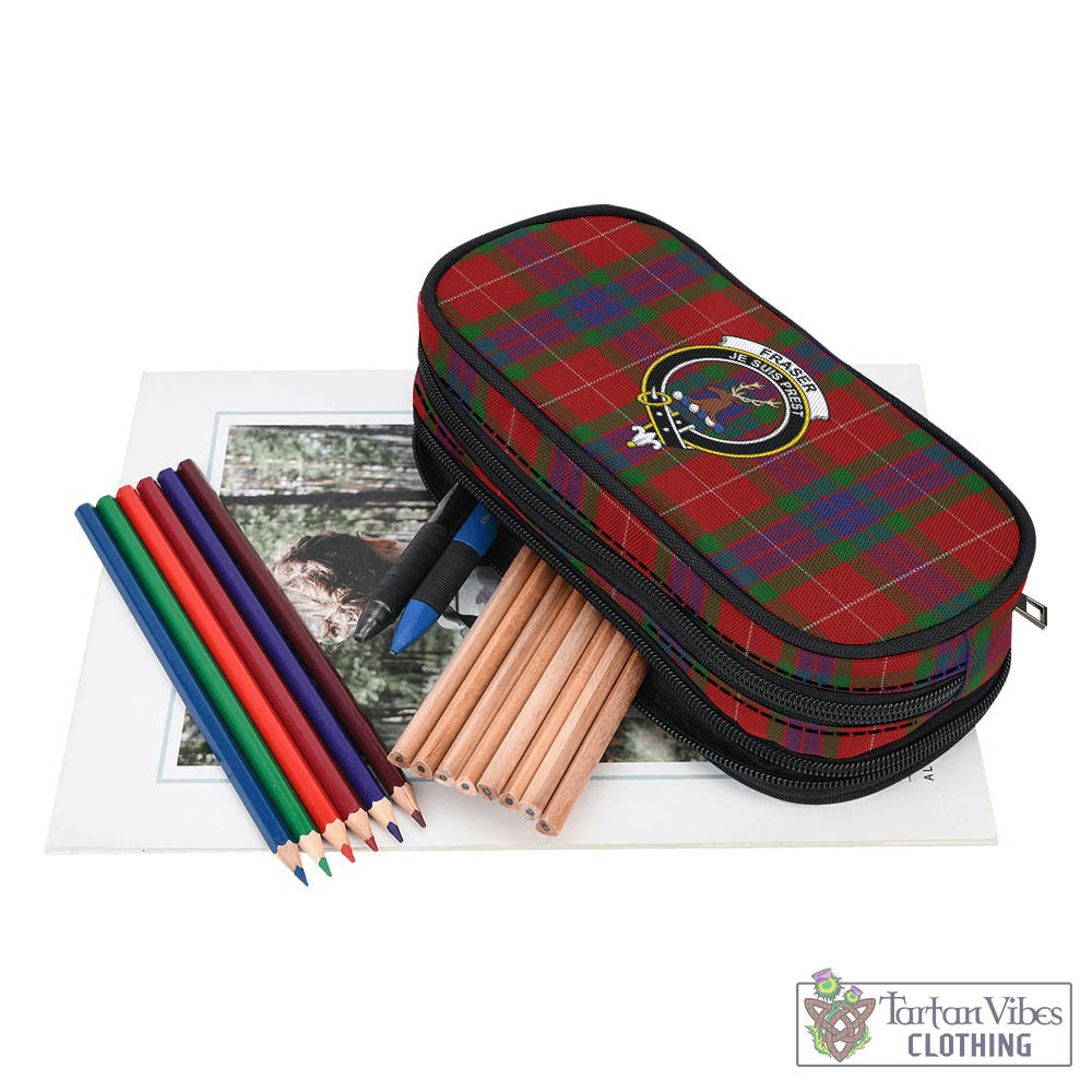 Fraser Tartan Pen and Pencil Case with Family Crest - Tartan Vibes Clothing