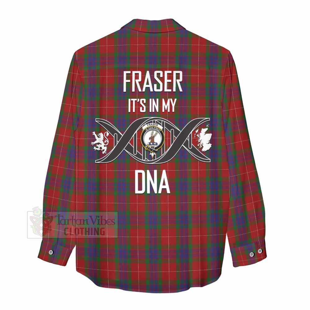 Fraser Tartan Women's Casual Shirt with Family Crest DNA In Me Style - Tartan Vibes Clothing