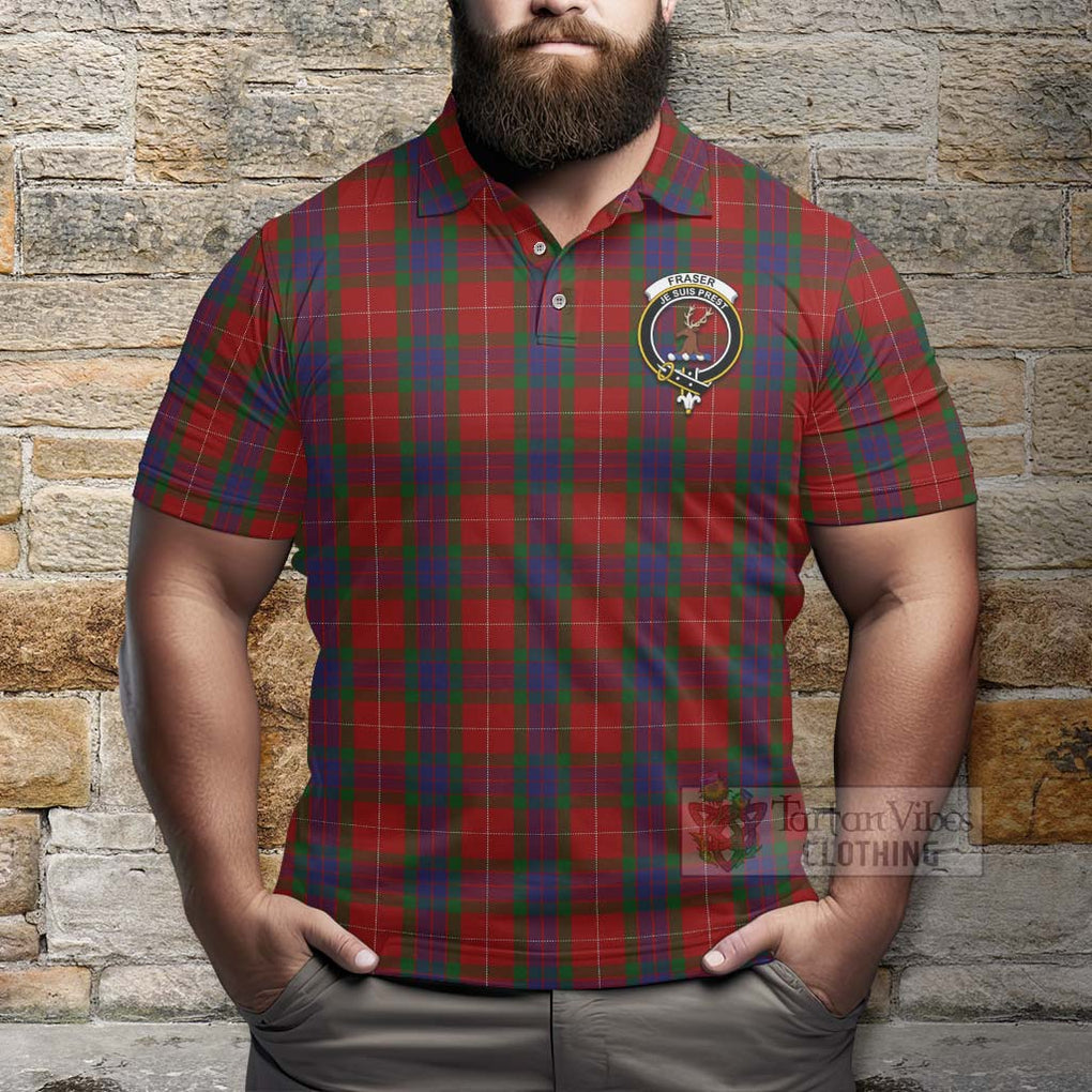 Tartan Vibes Clothing Fraser Tartan Polo Shirt with Family Crest Celtic Skull Style