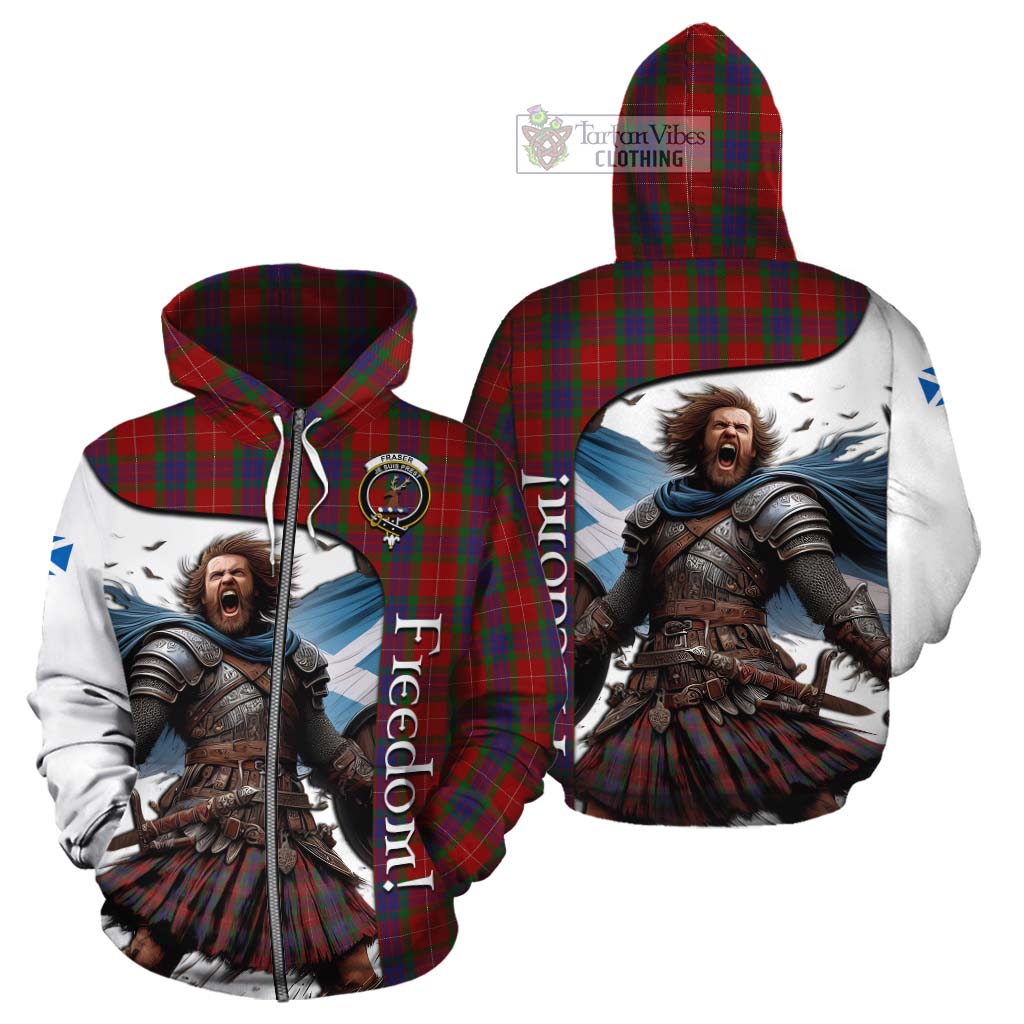 Tartan Vibes Clothing Fraser Crest Tartan Cotton Hoodie Inspired by the Freedom of Scottish Warrior