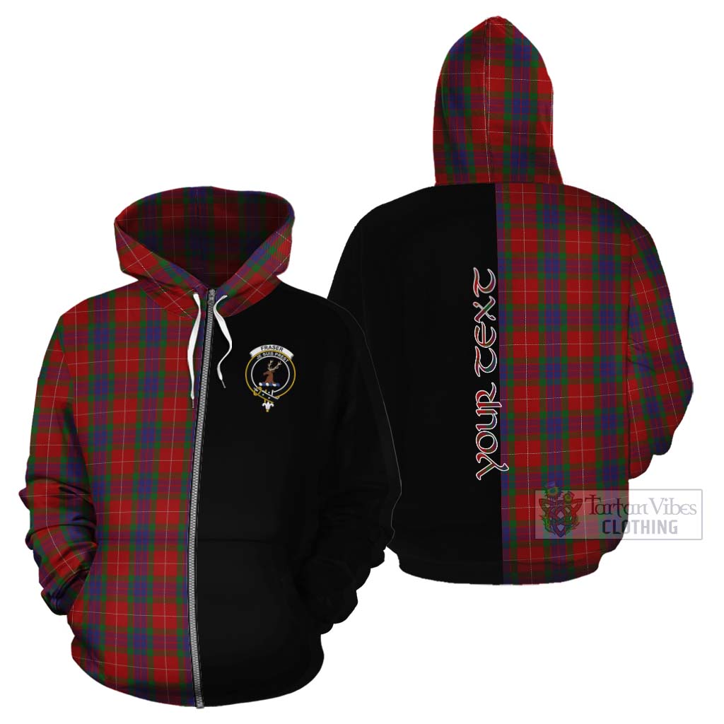 Tartan Vibes Clothing Fraser Tartan Cotton Hoodie with Family Crest and Half Of Me Style