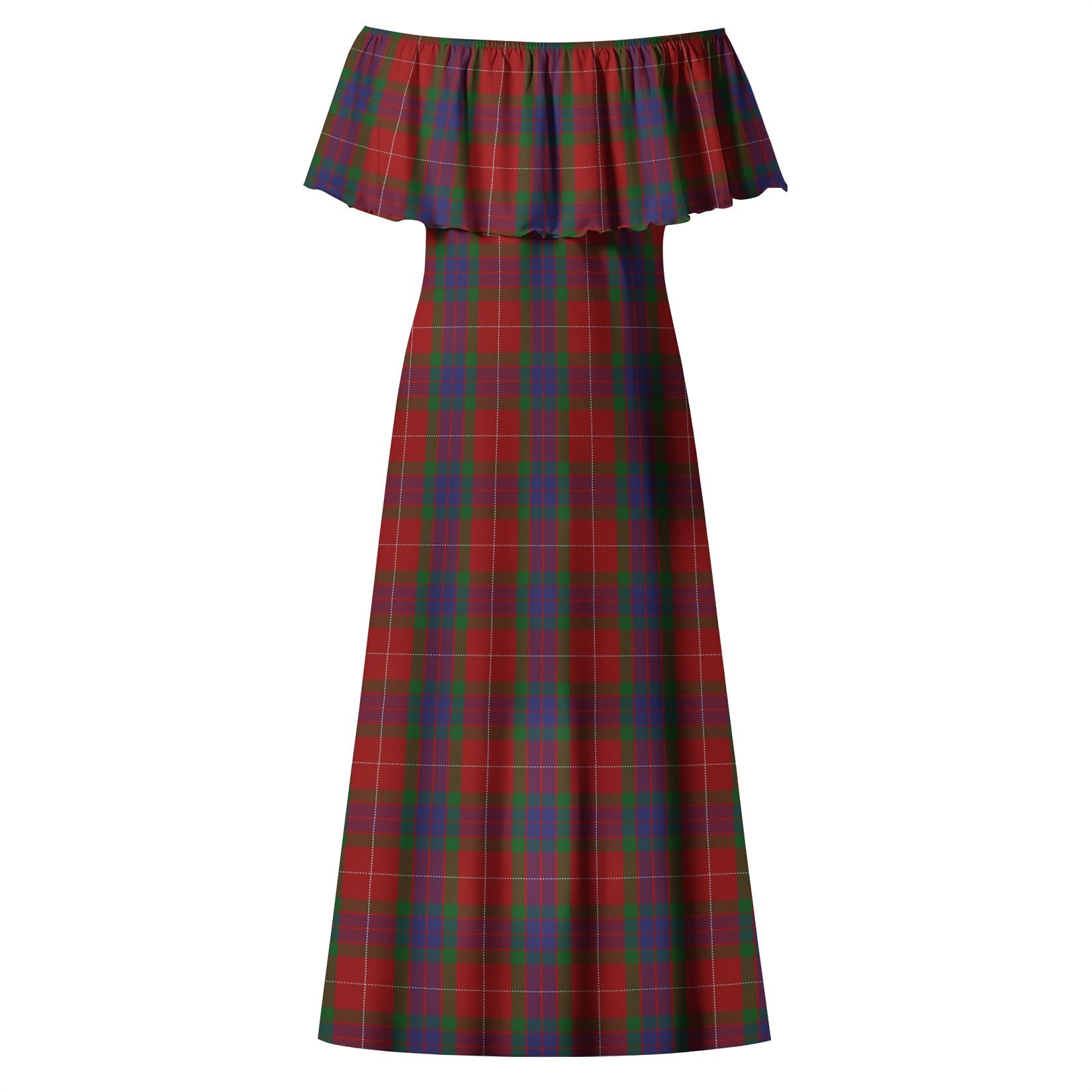 Fraser Tartan Off Shoulder Long Dress - Tartanvibesclothing