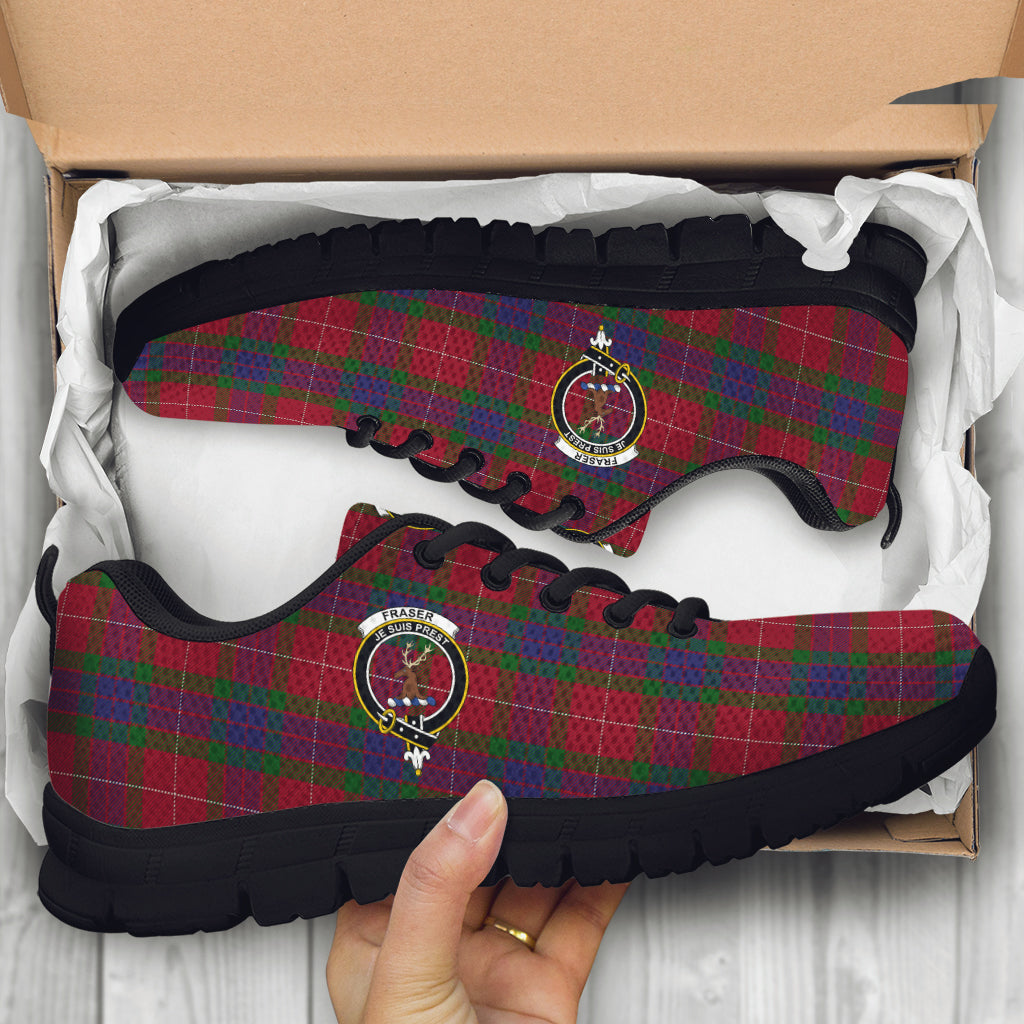 Fraser Tartan Sneakers with Family Crest - Tartan Vibes Clothing