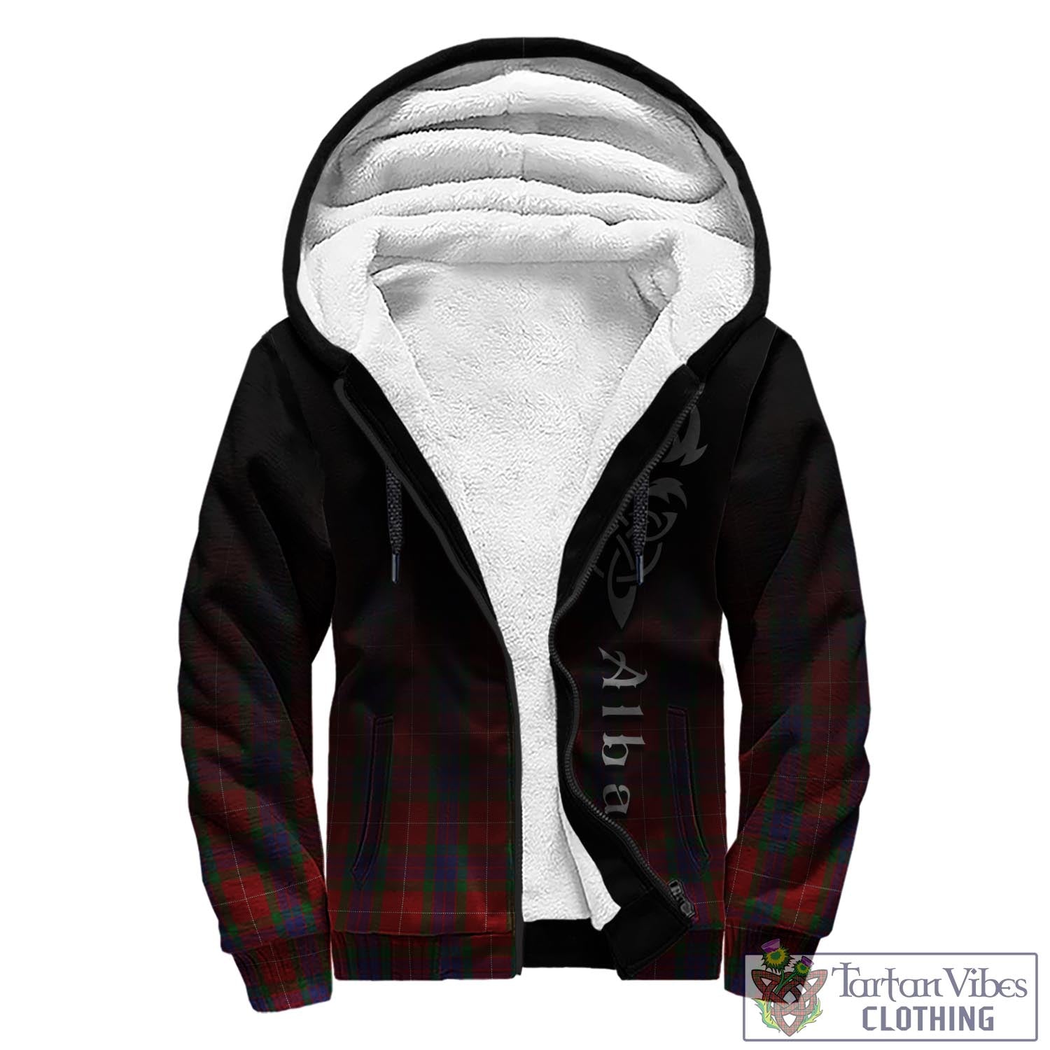 Tartan Vibes Clothing Fraser Tartan Sherpa Hoodie Featuring Alba Gu Brath Family Crest Celtic Inspired