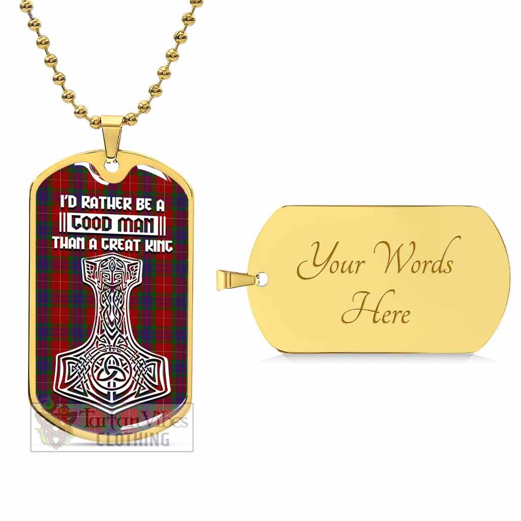 Tartan Vibes Clothing Fraser Tartan Dog Tag Necklace Viking Mjolnir Style