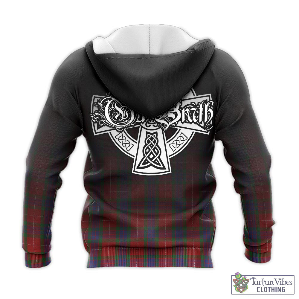 Tartan Vibes Clothing Fraser Tartan Knitted Hoodie Featuring Alba Gu Brath Family Crest Celtic Inspired