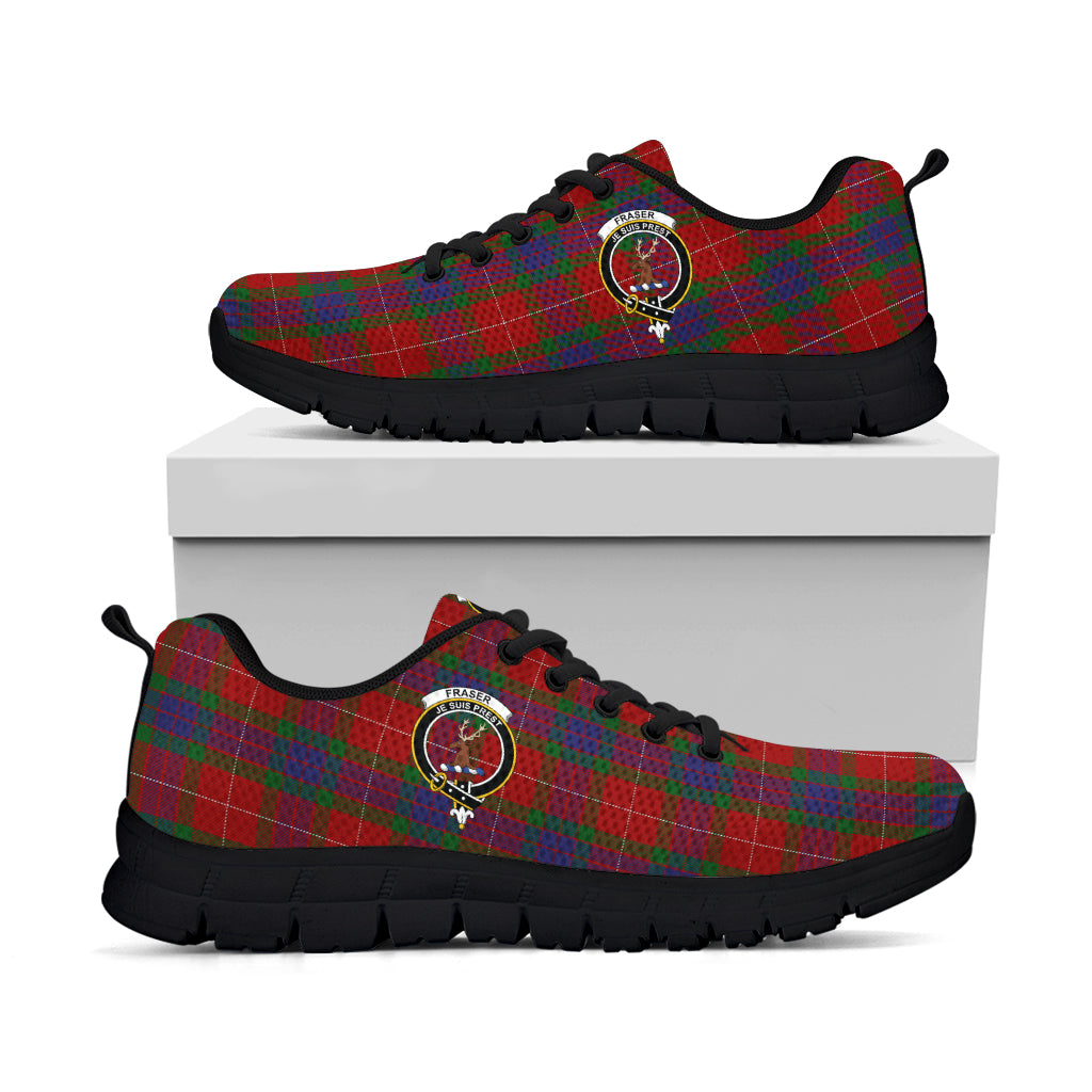 Fraser Tartan Sneakers with Family Crest - Tartan Vibes Clothing