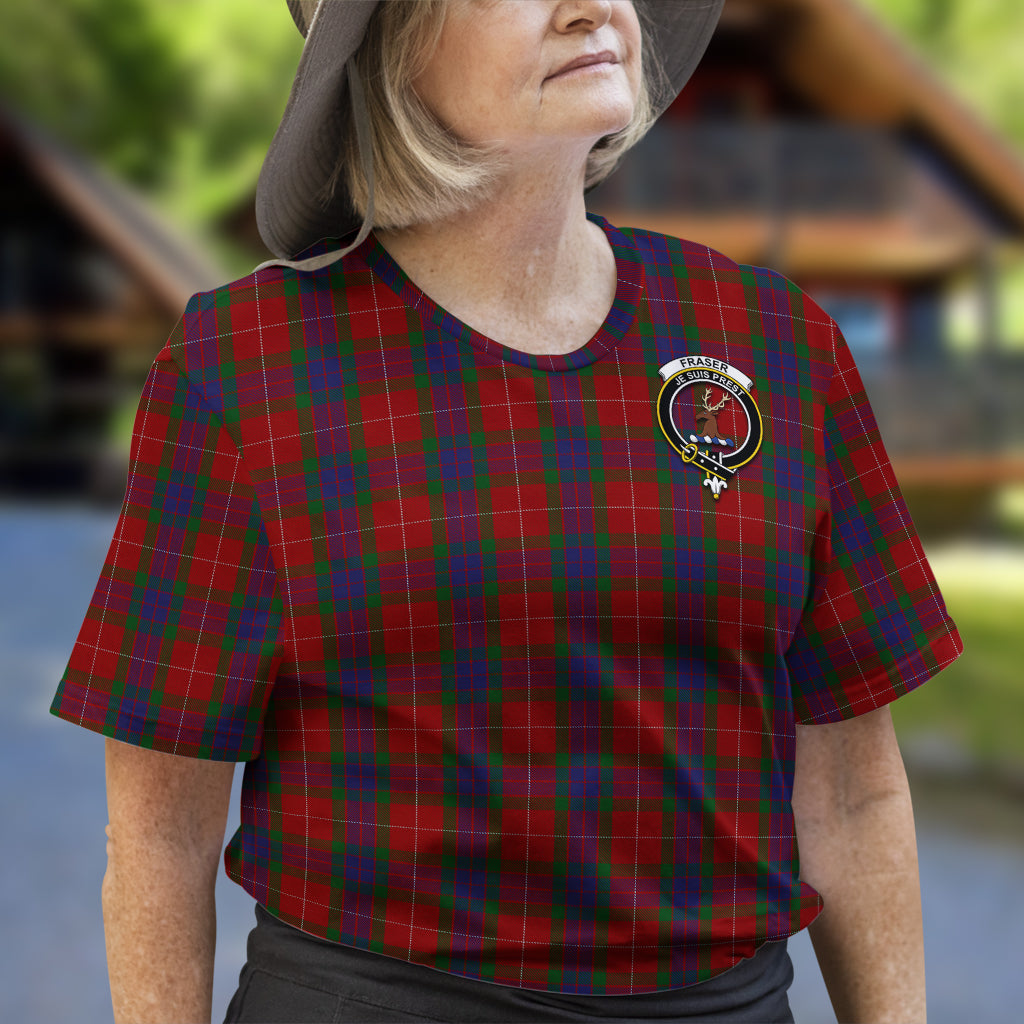 Fraser Tartan T-Shirt with Family Crest - Tartan Vibes Clothing