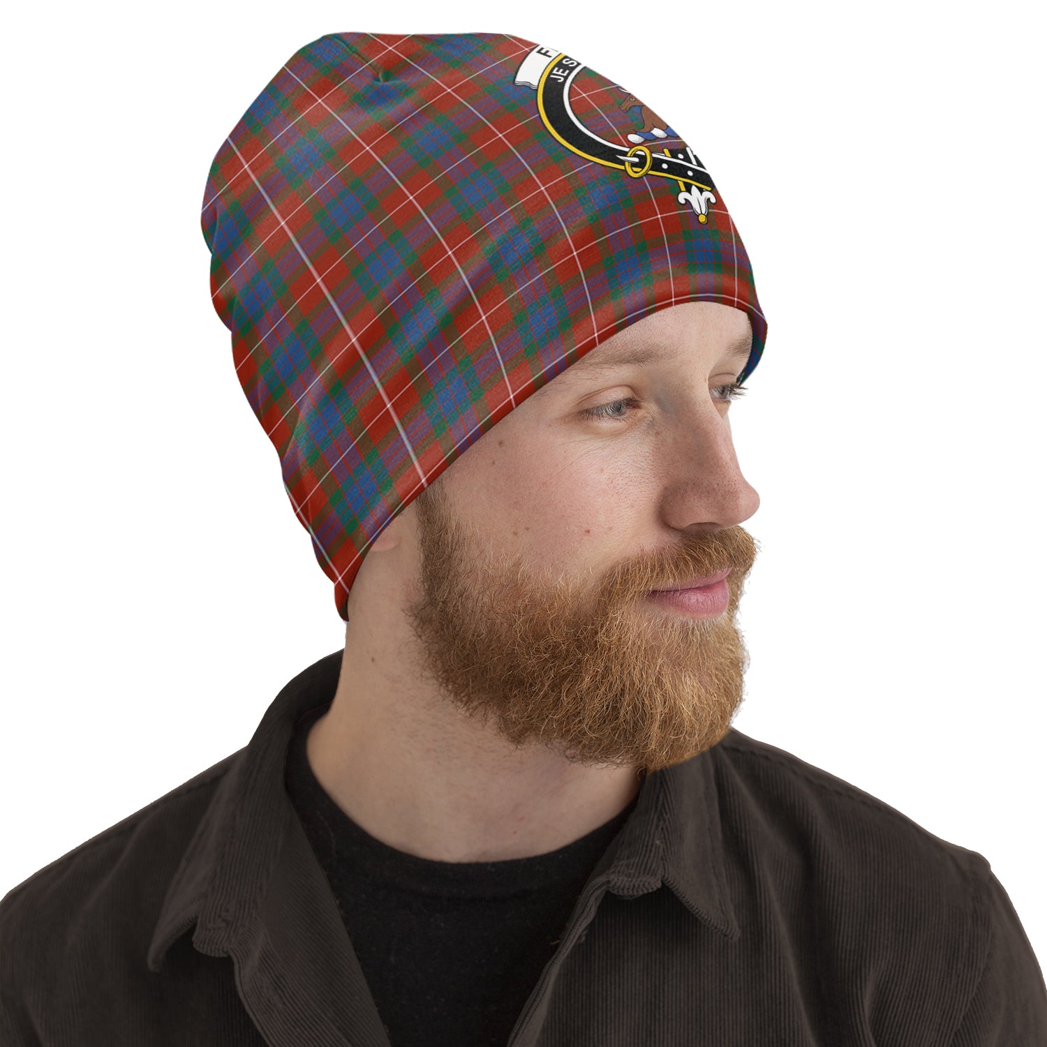 Fraser Ancient Tartan Beanies Hat with Family Crest One Size 10.5*10.2 inches - Tartan Vibes Clothing