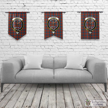 Fraser Ancient Tartan Gonfalon, Tartan Banner with Family Crest