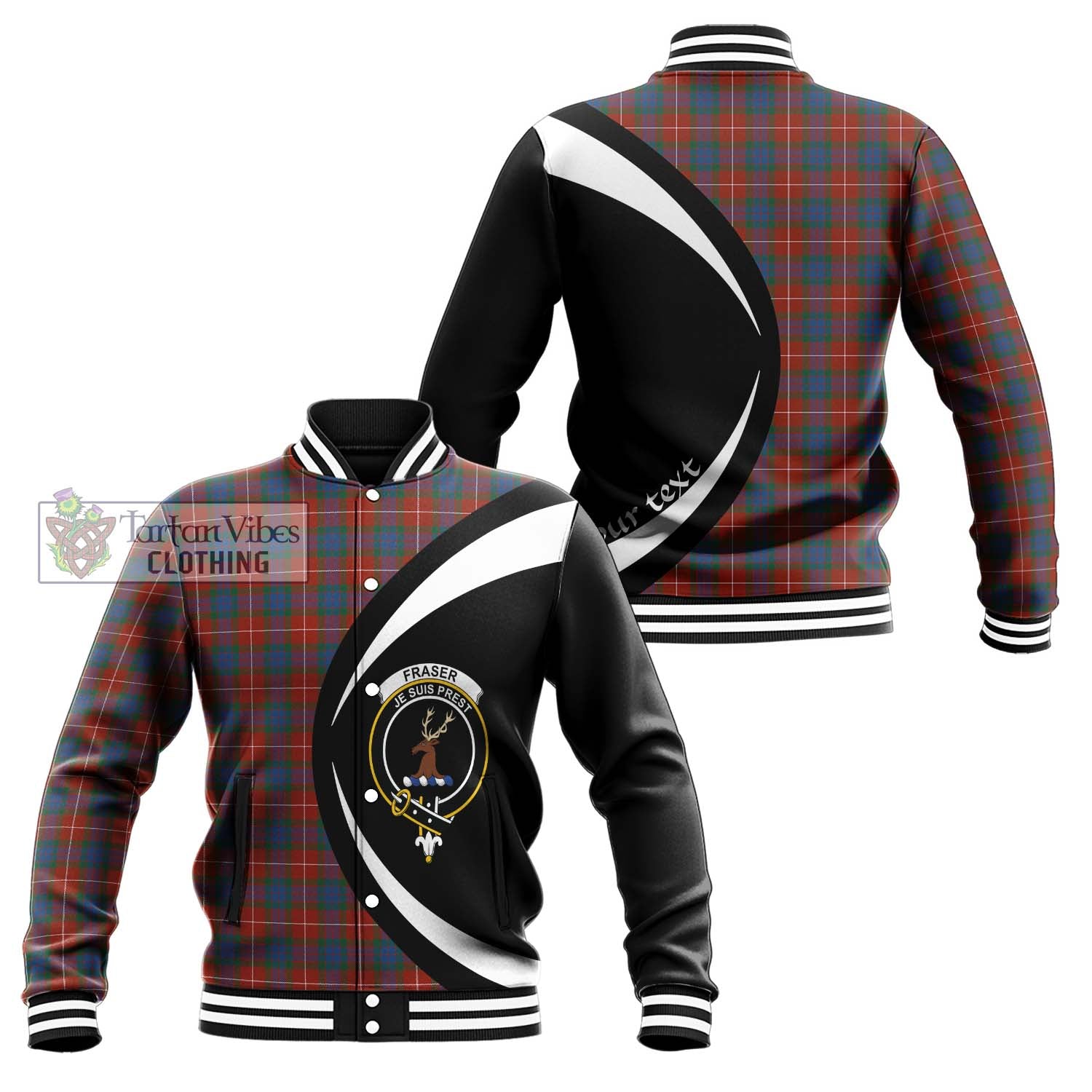 Fraser Ancient Tartan Baseball Jacket with Family Crest Circle Style Unisex - Tartan Vibes Clothing