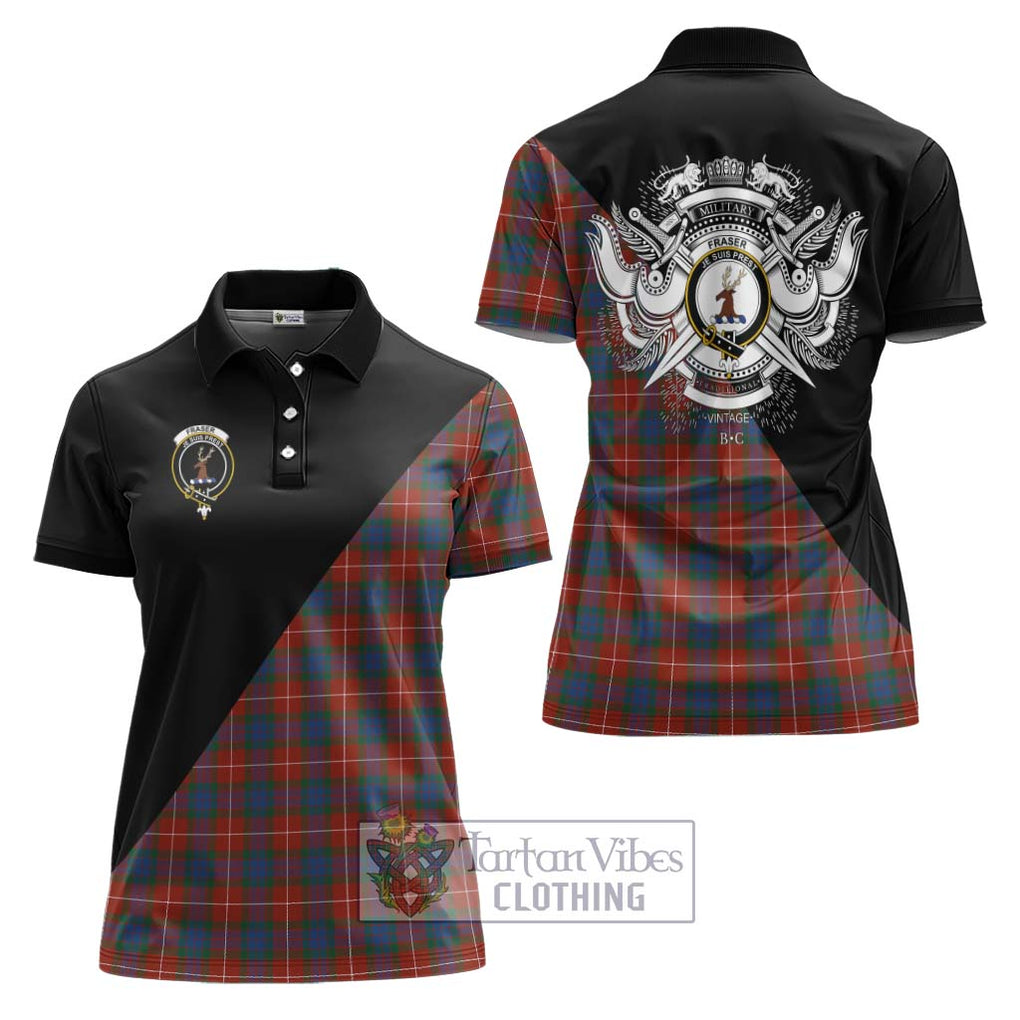 Fraser Ancient Tartan Women's Polo Shirt with Family Crest and Military Logo Style Women - Tartanvibesclothing Shop