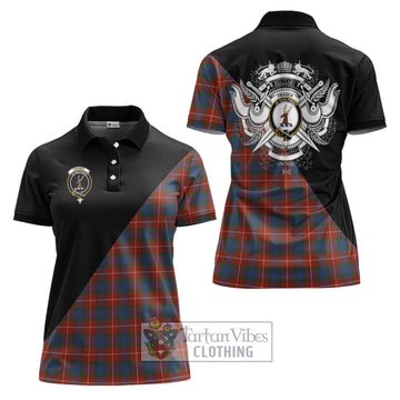 Fraser Ancient Tartan Women's Polo Shirt with Family Crest and Military Logo Style