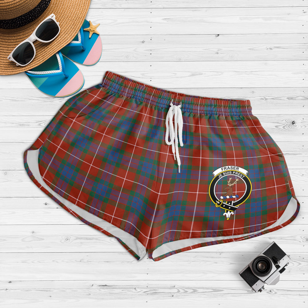 fraser-ancient-tartan-womens-shorts-with-family-crest