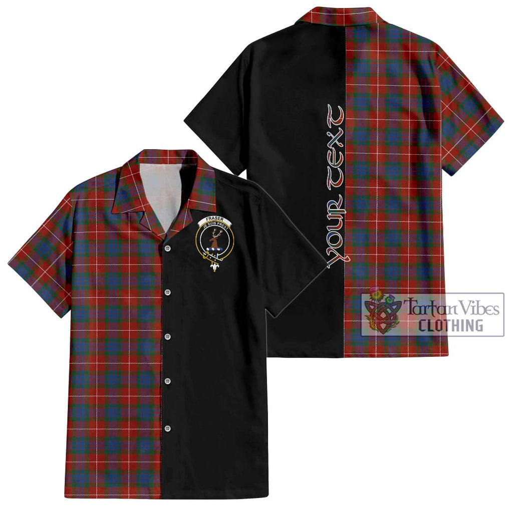 Fraser Ancient Tartan Short Sleeve Button Shirt with Family Crest and Half Of Me Style Kid - Tartanvibesclothing Shop