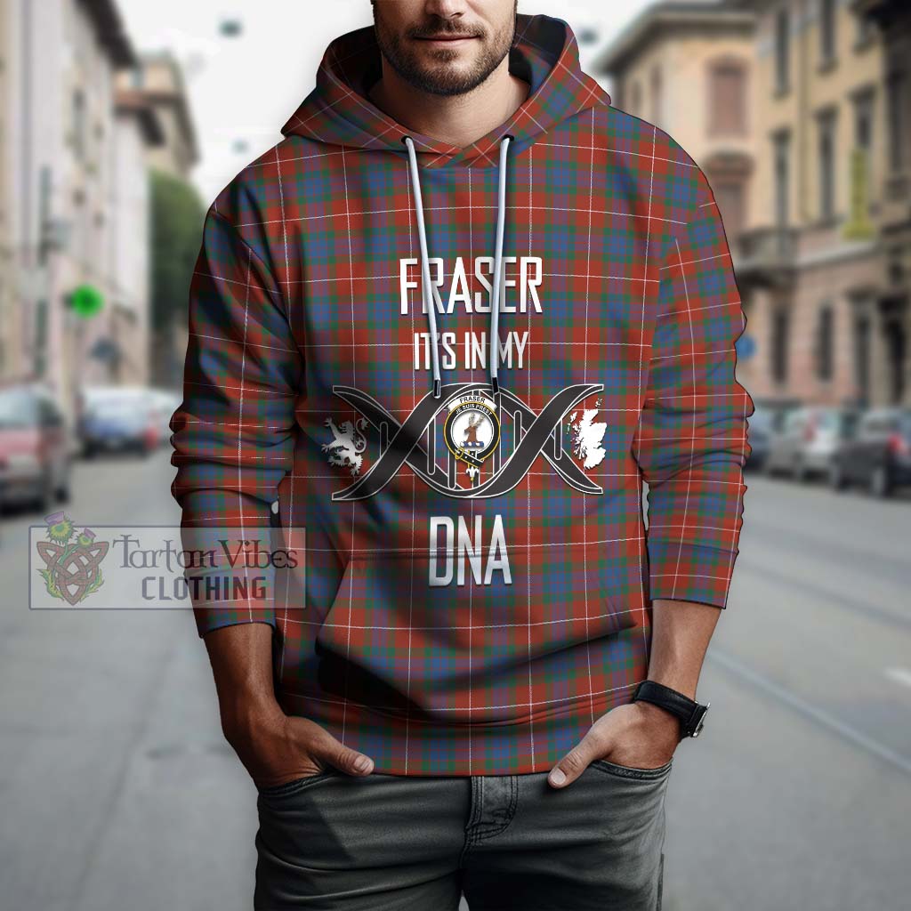 Tartan Vibes Clothing Fraser Ancient Tartan Hoodie with Family Crest DNA In Me Style