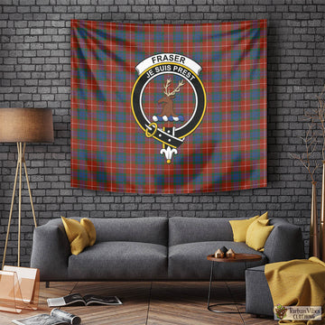 Fraser Ancient Tartan Tapestry Wall Hanging and Home Decor for Room with Family Crest